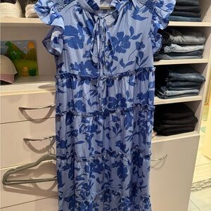 Shop The Mint Blue Floral Ruffle Dress Medium